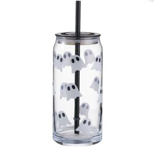 Ghost Patterned Clear Tumbler with Straw (2)